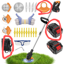 Weed Wacker, Electric Weed Wacker with 2 X 21V 2000mAh Batteries,Weed Electric Eater, 3 in 1 Lightweight Grass String Trimmer Brush Cutter, Stringless Weed Trimmer for Home Gardens