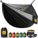 Camping Hammock with Mosquito Net, 500 lbs Portable Hammock with Tree Straps, 2-in-1 Double/Single Travel Hammock Tent for Outside/Indoor/Backpacking/Beach - Black & Grey