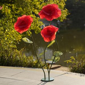 Giant Roses Artificial Flowers for Decoration with Stand,Oversized Handmade Paper Rose Decoration for Wedding,Party,Window Display,Photography Prop,Valentines Day & Event Decor(red)