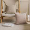 Pillow Covers 19x19 Set of 2 Linen Pillow Covers for Couch Balcony Lawn Bench Decorative Farmhouse Throw Pillow Covers