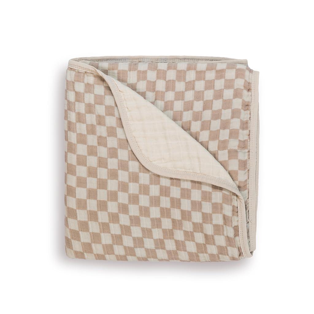 Itzy Ritzy Baby Blanket  Soft Cotton Muslin Multi-Use Blanket - Can Be Used as a Tummy Time Mat, Nursing Cover, Stroller Shade & More  Measures 30" x 40", Machine Washable (Checkerboard)