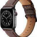 Tasikar Bands Compatible with Apple Watch Band 49mm 46mm 45mm 44mm 42mm Men Genuine Leather Replacement Bands Compatible with Apple Watch Ultra 2 SE Series 10 9 8 7 6 5 4 3 2 1, Dark Brown