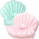 Motionchic 2 Pack 55 Inch Inflatable Seashell Pool Floats with Pearl Ball Birthday Cute Pool Lounge Floats for Adults Summer Beach Swimming Ocean Theme Party