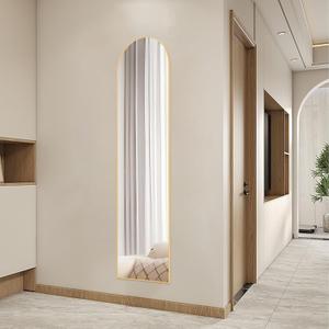 Arched Full Length Mirror 59"x16" Full Body Floor Mirror Standing Hanging or Leaning Wall, Arch Wall Mirror with Stand Aluminum Alloy Thin Frame for Bedroom Cloakroom (Golden)