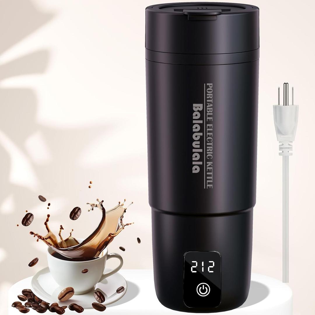 Travel Electric Kettle, Balabulala Portable Water Boiler with 6 Variable Presets,Small Electric Kettle with Keep Warm Temperature Controls & Boil Dry Protection, 17oz,Black