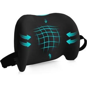 Lumbar Support Pillow for Office Chair, Car Lumbar Pillow Lower Back Pain Relief, Memory Foam Back Cushion with Adjustable Straps, Ergonomic Chair Back Pillow for Gaming Chair, Car, Bed (A-Black)
