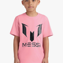 Messi Boys Lifestyle Short Sleeve T-Shirt, Slim-fit Graphic Tee, Cotton Blend Fabric, Size 7