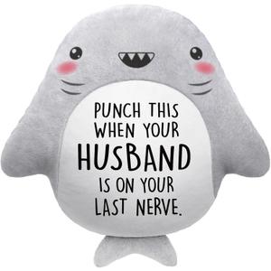 Funny Gifts for Wife Christmas -Cute Shark Pillow- Wife Anniversary Birthday Gifts from Husband, Birthday/Bridal Shower Friend Gift for Women, Gag/White Elephant Gift for Adults, 1515