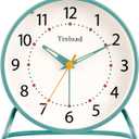 4.5" Antique Retro Analog Alarm Clock, Small Silent Desk Clock with Manual Light, Snooze, for Living Room, Bedroom, Bedside, Desk (Green)