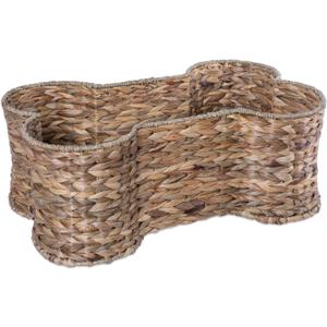Bone Dry Pet Storage Collection, Bone Shape Hyacinth Toy Basket, Natural, Large
