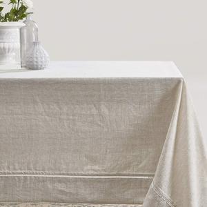 Simple&Opulence Premium 100% Linen Hemstitch Tablecloth-60 x 120 Inch Natural Linen, Natural Fabric, Rectangular Tablecloth for Indoor and Outdoor Use