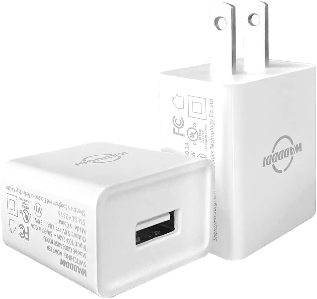 USB A Charger 1A/5V Single Port USB Wall Plug 5W Wall Plug Brick Portable Travel Power Adapter UL Listed 2 Pack (White)