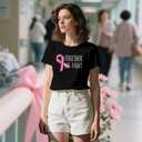 Womens Breast Cancer Shirts Fight Cancer Awareness T-Shirt Pink Ribbon Warrior Survivor Tops (Black, M)