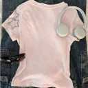 Women's Gothic Heart Graphic Tees Short Sleeve Crew Neck Slim Fit T Shirt Vintage Y2K Tops (Large)