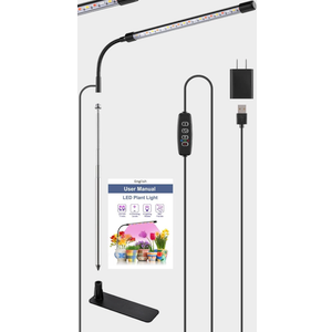 Grow Lights for Indoor Plants, Full Spectrum LED Plant Lights with Base, Adjustable Height 6.5"-26", 10 Dimmable Levels, Auto Timer 3/9/12H, Desk Grow Lamps for Indoor Growing 