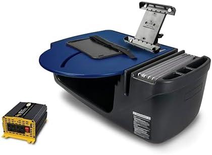 AutoExec Roadmaster Car Desk for Your Vehicle Workstation and Mobile Office, Blue, with 400 watt Power Inverter and Tablet Mount