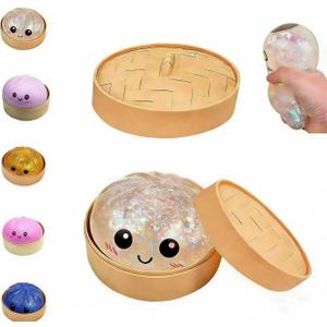 Dumpling Squishies,Glitter Dumpling, Glitter Squishy with Box,Easter Basket Stuffers (White)