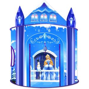 Princess Play Tent for Girls Ice Castle Imaginative Fairy Tale Pretend Game Playhouse Indoor Outdoor Pop Up Kids Tent Toy Gift for Children Toddlers Festival Birthday Party