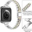 BAITEYOU Narrow Metal Band Compatible with Apple Watch Bands 38mm 40mm 41mm 42mm 44mm 45mm 46mm 49mm (Series 11 10 9 8 7 6 5 4 3 2 1 SE Ultra), Dressy Thin Stainless Steel iWatch Bands for Women