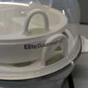 Elite Gourmet EGC1405W 2-Tiered Rapid Egg Cooker, 5-Egg Poacher, Omelets, Soft, Medium, Hard-Boiled Eggs with Auto Shut-Off and Buzzer, BPA Free, 14 eggs, White