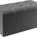 YOUDENOVA 30 inches Folding Ottoman, Ottoman with Storage Footrest Seat Support 350lbs, Storage Bench for Living Room Bedroom, Linen Fabric Grey
