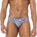 AIMPACT Mens Stripe Swim Briefs Retro Swimwear Sexy Bikini Swimsuit Print Bathing Suit, Red Medium