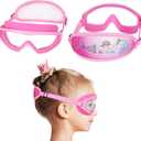Kids Swim Goggles Age 3-8,Child Goggles No Hair Pull,Wide Swimming Mask Boys/Girls (1pk Kids Mask - Unicorn & Mermaid)