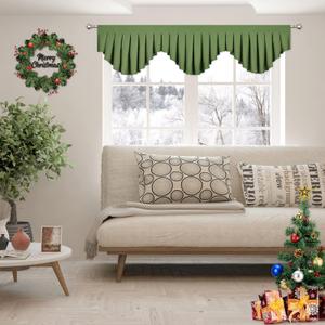 OYRING Moss Green valances for Windows Blackout Curtain Valances Rod Pocket Window Valance for Living Room Kitchen and Bedroom (79 x 20 Inch, 1 Panel)