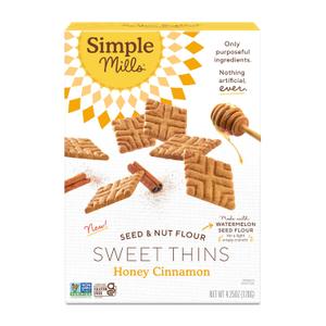 Simple Mills Honey Cinnamon Seed & Nut Flour Sweet Thins, Paleo Friendly & Delicious Sweet Thin Cookies, Good for Snacks, Nutrient Dense, 4.25oz, Pack of 1, EXP 11/08/2025