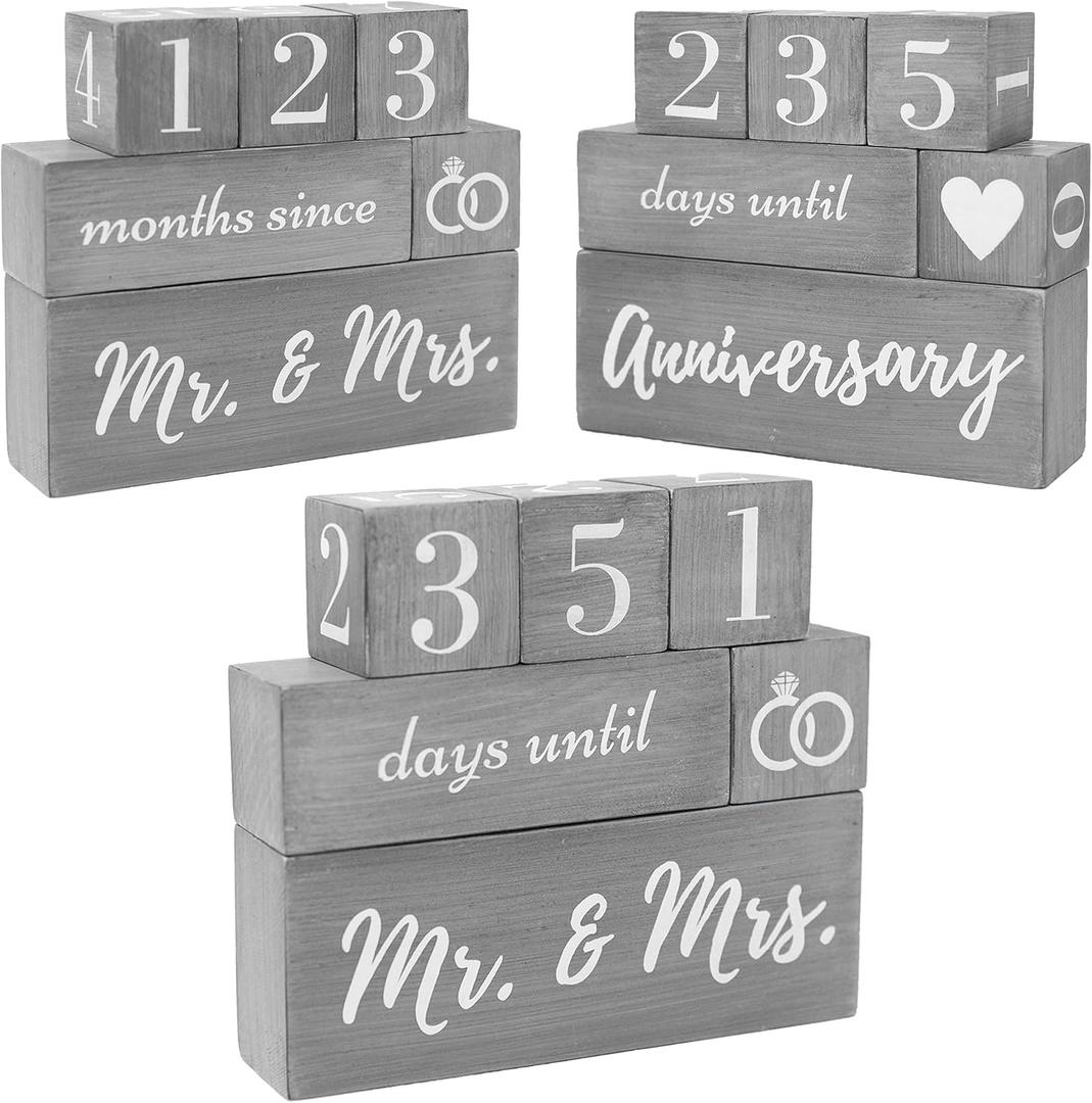 Engagement Gifts for Couples Newly Engaged Couple - Engagement Gift for Women Fiance, Unique Wedding Gift Ideas Party, Future Mrs - Wedding Countdown Calendar Blocks Planning Gifts