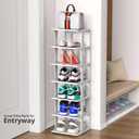 ZOINLIY Stackable Shoe Organizer for Closet, Small Shoe Rack for Entryway, Bedroom, Dorm Rooms, Free Standing Shoe Shelf, Plastic Shoe Cubby for Small Space, Grey Space Saver Shoe Holder, 4 Tiers, 2 Columns