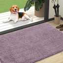 OLANLY Dog Door Mat for Muddy Paws 47x32, Absorbs Moisture and Dirt, Absorbent Non-Slip Washable Doormat, Quick Dry Chenille Mud Mat for Dogs, Entry Indoor Entryway Carpet for Inside Floor, Deep Plum