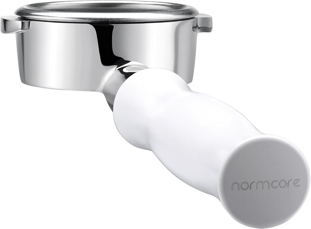 Normcore 58mm Bottomless Portafilter Fits La Marzocco, Naked Portafilter with 18g Basket Included, Anodized Aluminum Ergonomic Handle, Espresso Extraction Tool, White