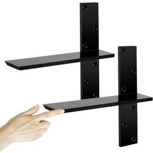 3/8" Thick Heavy-Duty Floating Shower Bench Brackets - 12" L x 2.5" W Wall Mount Bracket, Free Hanging T Shelf Support Brackets for Vanity, Granite Countertops, Dishwashers,Bench Seats (2-Pack)