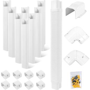 LyPrem2025 Upgraded 16.5Ft Mini Split Line Set Cover 4" PVC Line Cover Kit for Mini Split and Central Air Conditioner & Heat Pump (Adjustable 90 Elbow for Easy Installation)
