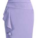 Knitee Women's Off Shoulder V-Neck Ruffle Pleat Waist Bodycon Evening Cocktail Slit Formal Dress (Light Purple)