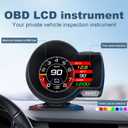 obd2 Gauges Display Car HUD Head Up Display F8 Plus,OBD+GPS Gauge, Digital Speedometer for Car with Water Temperature, Voltage, Fuel Consumption, RPM,obd2 Gauge Speedometer Suitable for All Car