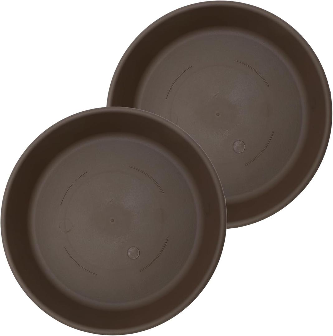 The HC Companies Flower Pot Saucers - Plastic Plant Saucer for Outdoors & Indoors - Traditional Design Plant Pot Trays for Water Drainage - Durable & Stylish Round Plant Tray (16-inch Chocolate)