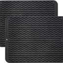 ZLR 2 Pcs Silicone Dish Drying Mats for Kitchen Counter, Eco-Friendly Quick Dry Dish Mat, Easy Clean Multi Usage Drying Matt, Heat Resistant Trivet, 12" x 16" Large, Black
