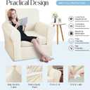 2 Pieces Velvet Armchair Cover Sofa Cover Separated Cushion Cover Stretchy Washable Fitted Couch Covers for Sofa Couch Protector for Dogs Chair Covers for Living Room (Ivory, Chair)