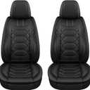 Pariitadin Leather Car Seat Covers Front Pair, Waterproof Faux Leather Seat Covers for Cars, Non-Slip Car Interior Covers Universal Fit for Most Cars Sedans Trucks SUVs, Black