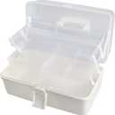 Craft Art Box Tackle Box Organizers, 3 Layer White Sewing Hair Supply Organization Boxes Medication Organizer Plastic Toolbox