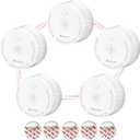 Heiman Smoke Alarm, Wireless Interconnected Photoelectric Battery Operated, Ul 217 10th Certified, Interlinked Portable Mini for Home Indoor Residential, 5 Pack, White