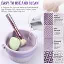 GOLIKEE Makeup Brush Cleaner Mat 3 in 1 Silicone Makeup Brush Cleaner Bowl Cosmetic Brushes Cleaning Tool Organizer for Storage and Air Drying (Purple)