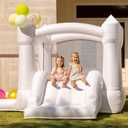 White Bounce House with Slide, Indoor Bouncy House for Kids 3-8 w/Ball Pit, Bounce Area 6.5'x6.5', Capacity 300 lb