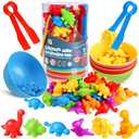 Skrtuan Counting Dinosaur Matching Toys with Sorting Bowls Montessori Preschool Educational Activities Learning Color Sorting Fine Motor Skills Sensory Toys Birthday Gift for 3 4 5 Year Old Boys Girls