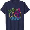 80s Vintage Miami Retro Neon Pink Flamingo T-Shirt Small