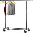 Simple Houseware Heavy Duty Clothing Garment Rack, Holds Up to 150 lbs, 42 to 67 Inches Extensible Rod, Black