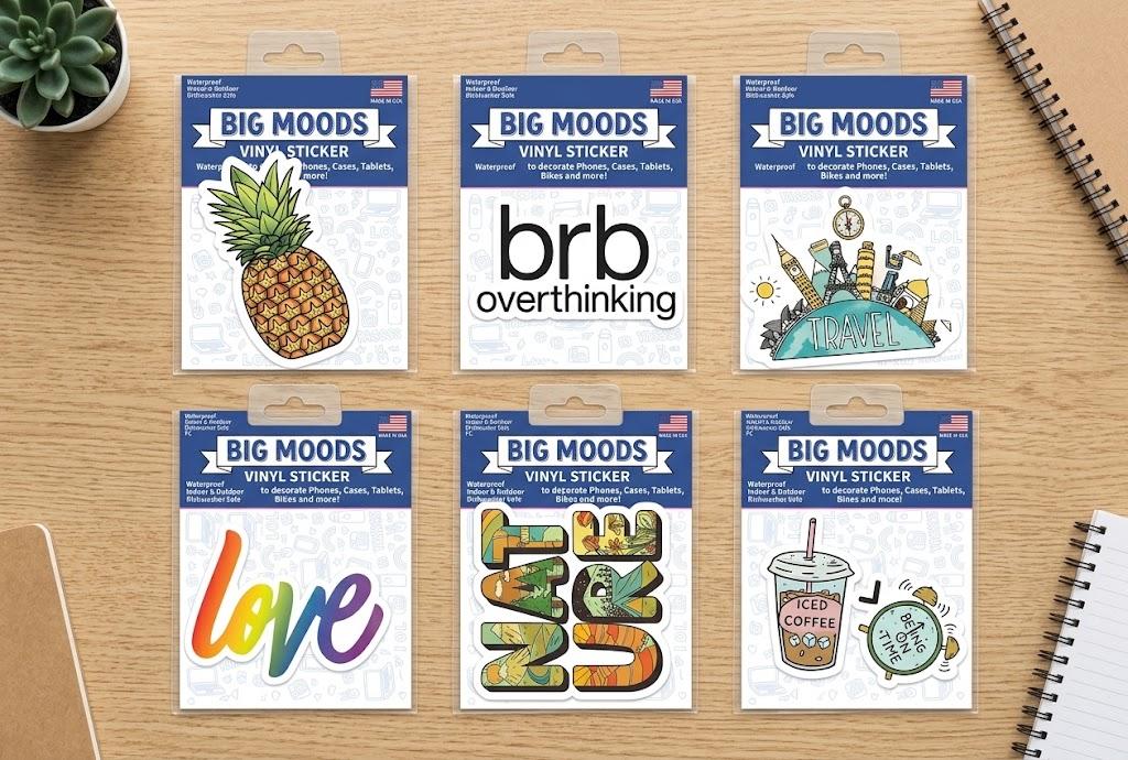 11 x Big moods assorted vinyl stickers 11 pieces