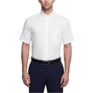 Tommy Hilfiger Short Sleeve Button-Down Shirt (18.5" Neck, White)